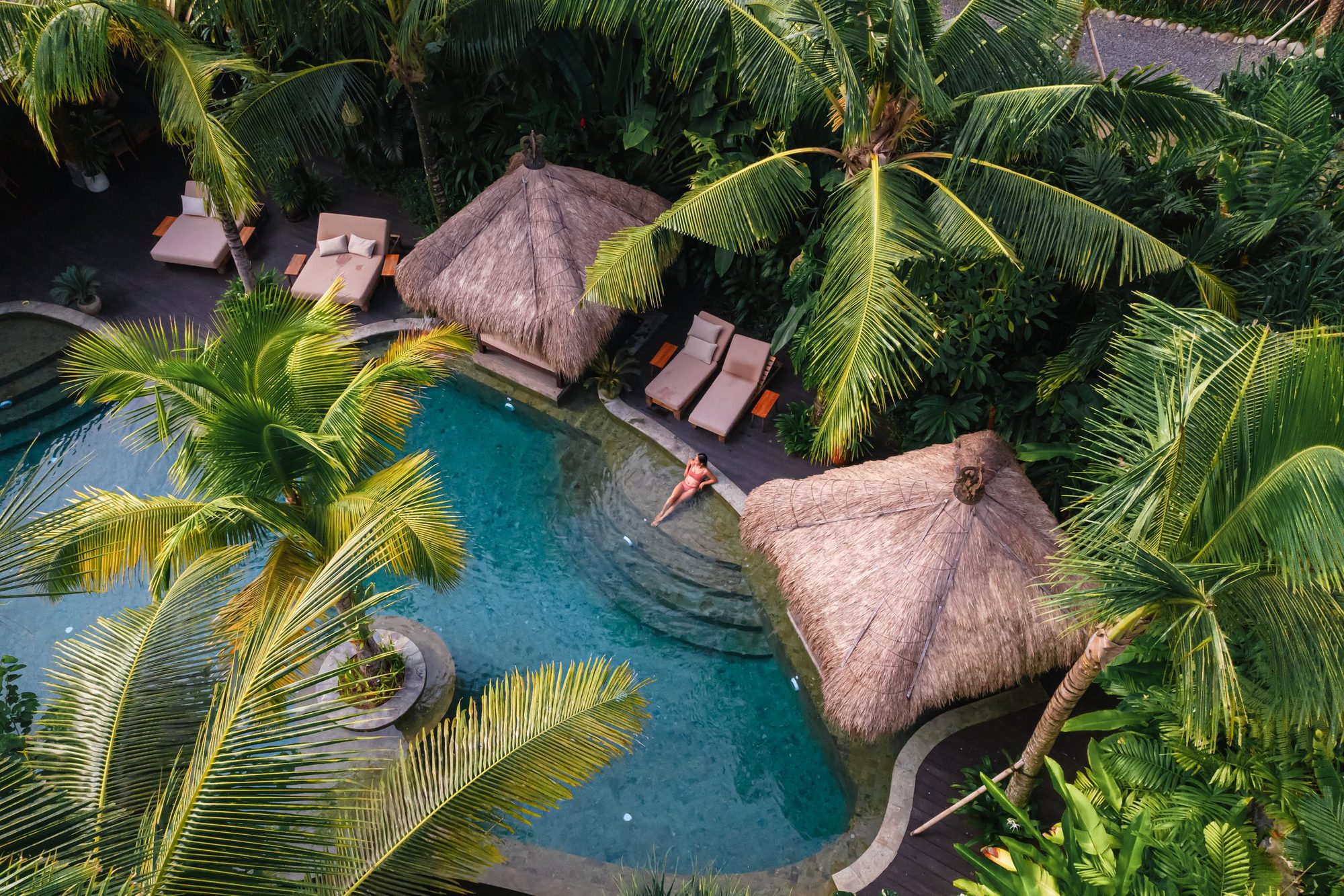 The pool and Ijo restaurant at the heart of Desa Hay, Canggu