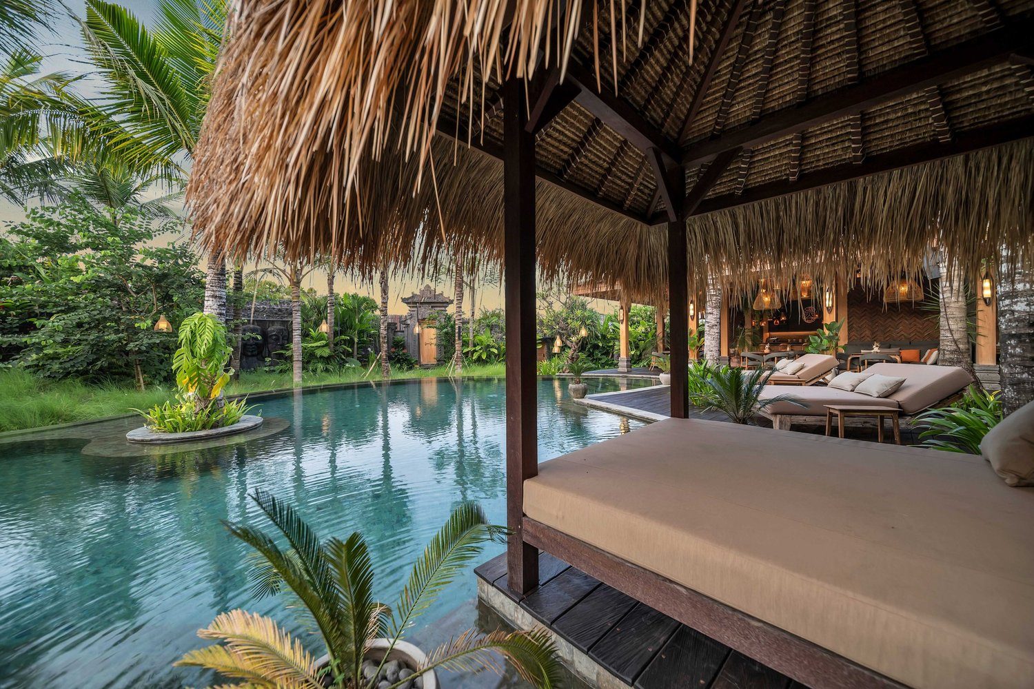 Bar, restaurant and pool lounge area at Desa Hay