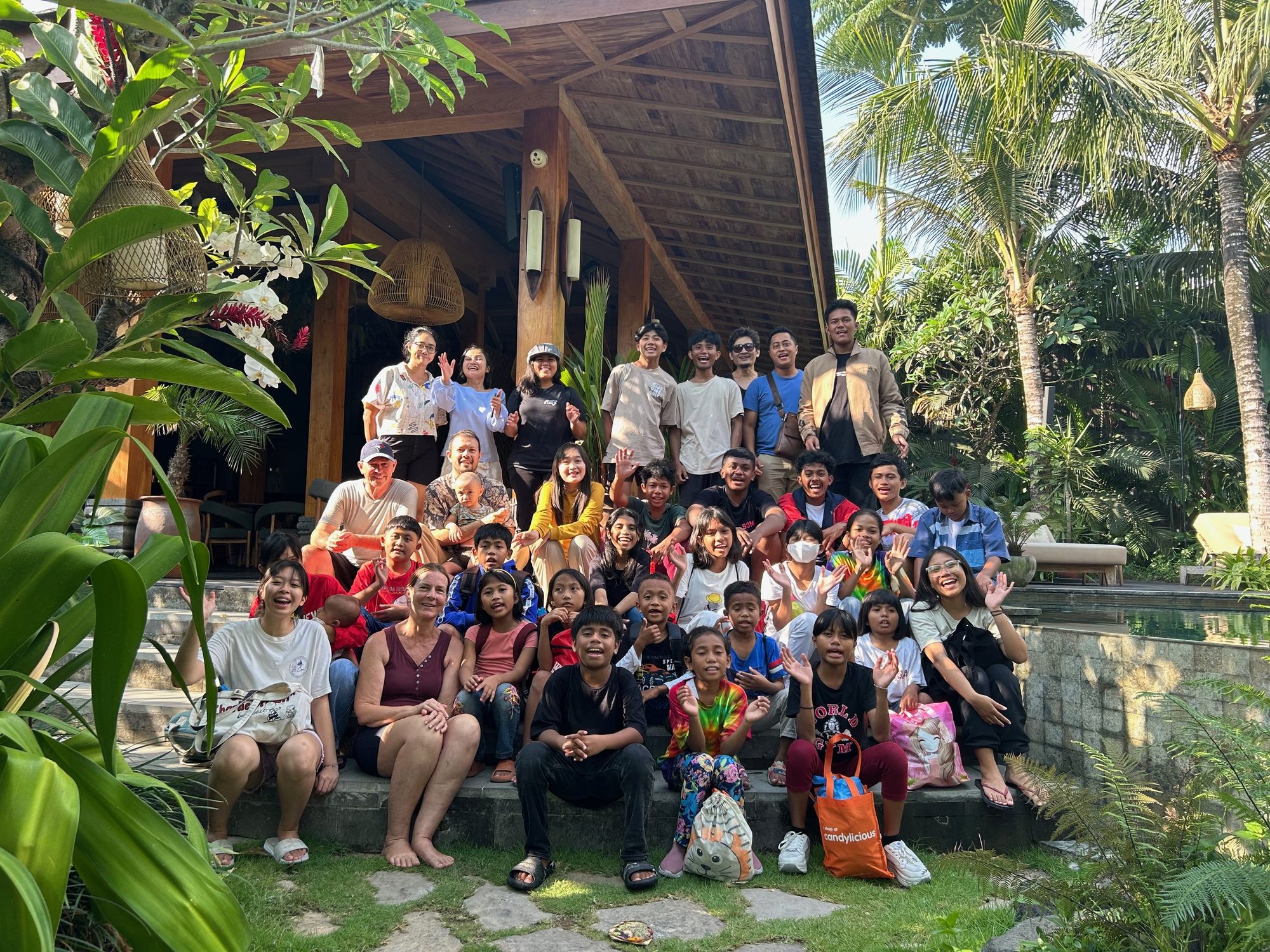 Children from Chloe Orphans Bali at a pool party hosted by Desa Hay